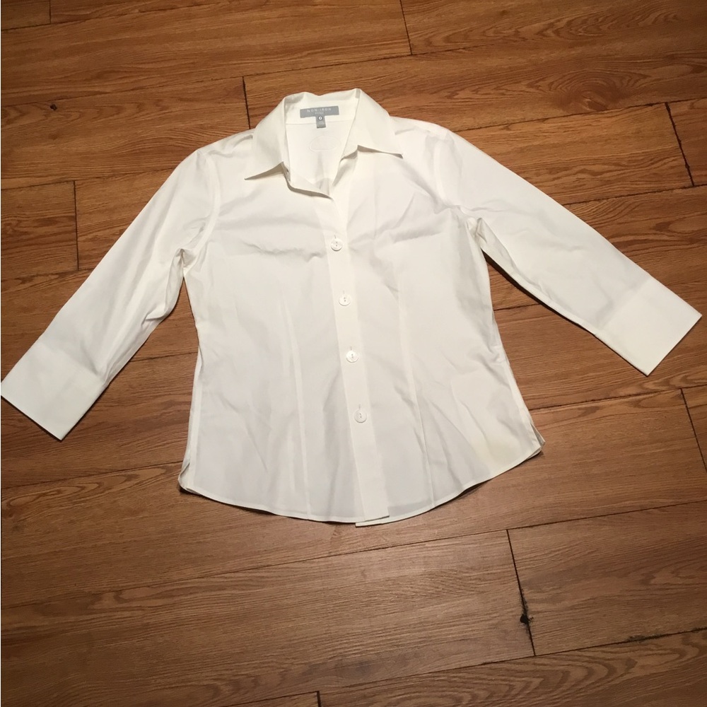 Non-Iron White Cotton Tailored Top Blouse Size 2